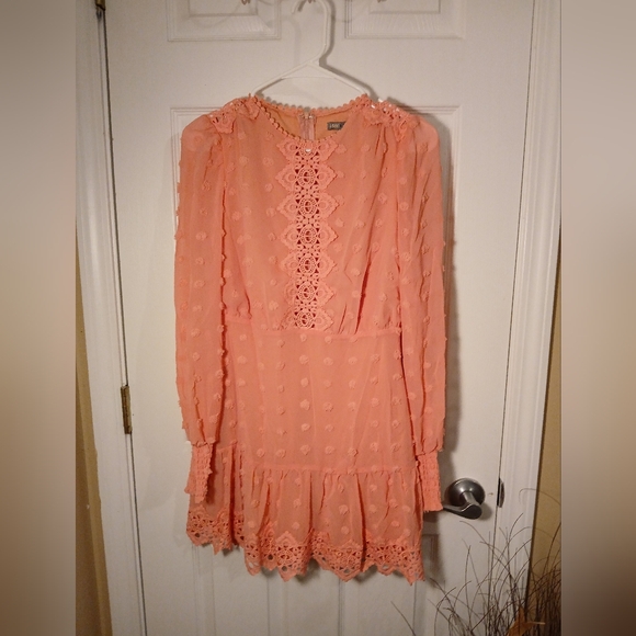 LoveXbyDesign Dresses & Skirts - LoveXbyDesign Rina Dotted Chiffon Lace Trimmed Dress